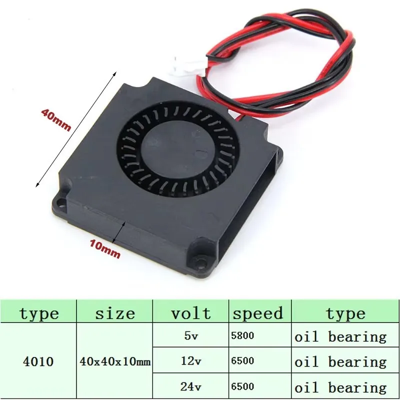 1/2/5pcs DC 5V 12V 24V Cooling Fan 4010 Turbo Blower Brushless 3D Printer Parts 2Pin For Extruder CPU DC Cooler Part view 6