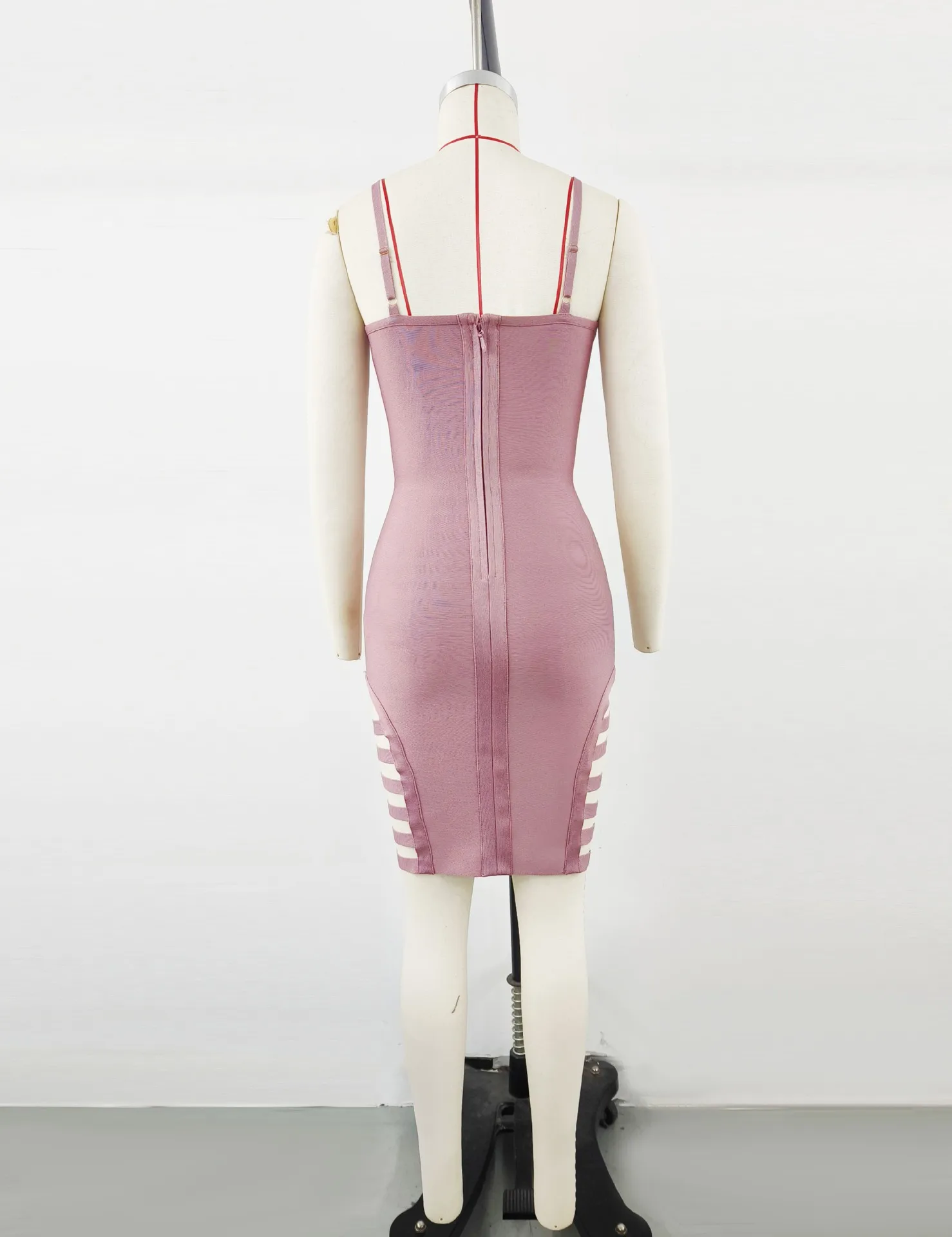 2025 Women Sexy Sleeveless Cut Out Black Midi Bodycon Dress Birthday Party Costume Bar Nightclub Stage Performance Clothing