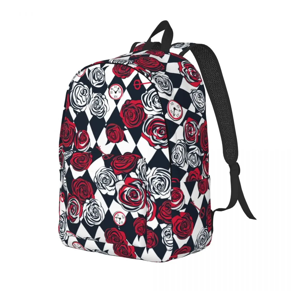 Red Roses Backpack Flower Key Chess Fun Christmas Gift Backpacks Teen Trekking Soft School Bags Custom Rucksack