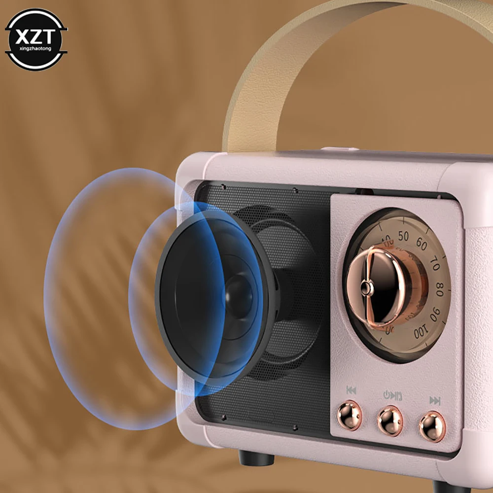 Retro Wireless Bluetooth-Compatible Speaker Vintage FM Radio Portable USB Interface Classical Decoration Speakers Music Player
