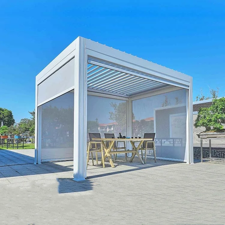 df-New Arrival Outdoor Waterproof Square Adjustable Shutter Aluminum Louver gazebo outdoor Roof Pergola aluminium outdoor！