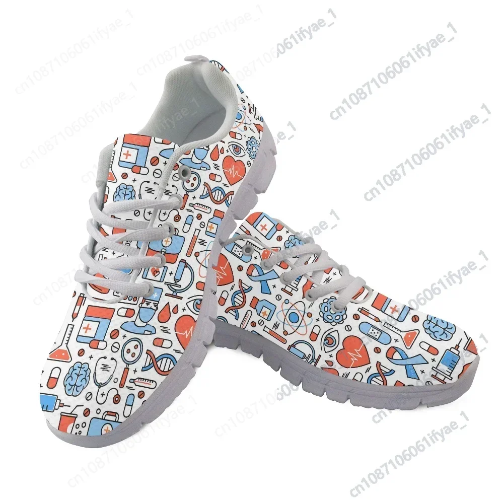 

Nurse Running Sneakers Cute Cartoon Medical Pattern Women Casual Flat Shoes Light Mesh Women's Footwear Female Shoe