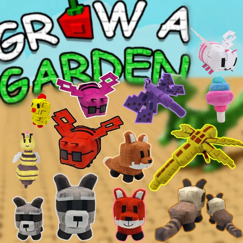 Grow A Garden Plüsch-Waschbär und Fuchs, Plüschtier, Spiel, peripherer Schmetterling, Libelle, Katze, Küken, Wolf oder Biene, Puppe, Fans, Geschenk, Kinderspielzeug