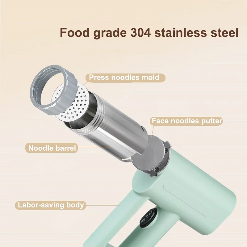 1500mAh Handheld Electric Noodle Gun Noodle Machine Portable Auto Dough Press Machine Home Wireless Noodle Machine 4/6 Molds