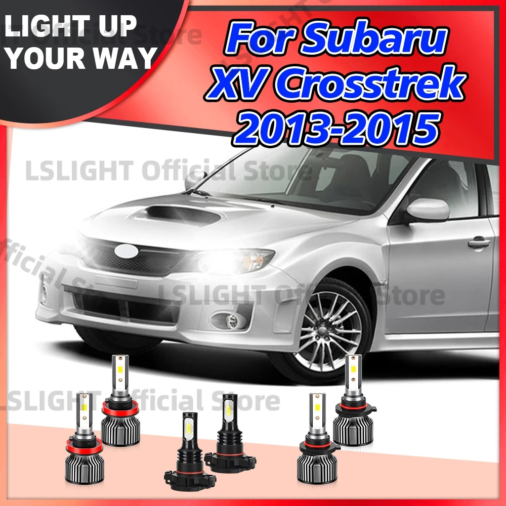 2/6Pcs LED Headlights 6000K Bright White Auto Fog Lamps For Subaru XV Crosstrek 2013 2014 2015 Front High Low Beam Bulbs 20000LM