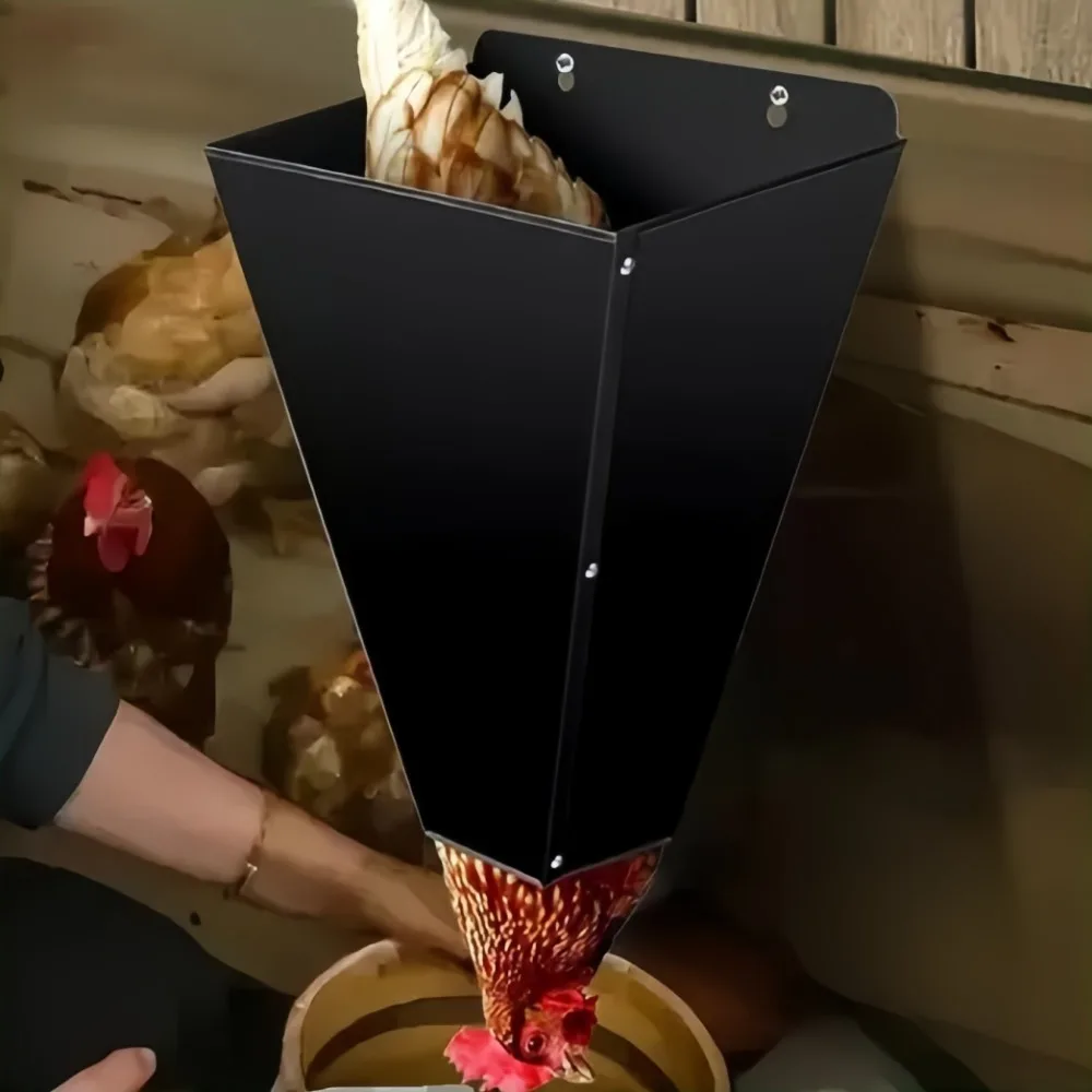 Chicken Cone Flat Back Iron Restraining Heavy Duty Defeathering Killing Cone for Farm Layers Broilers Funnel Kitchen Gadgets