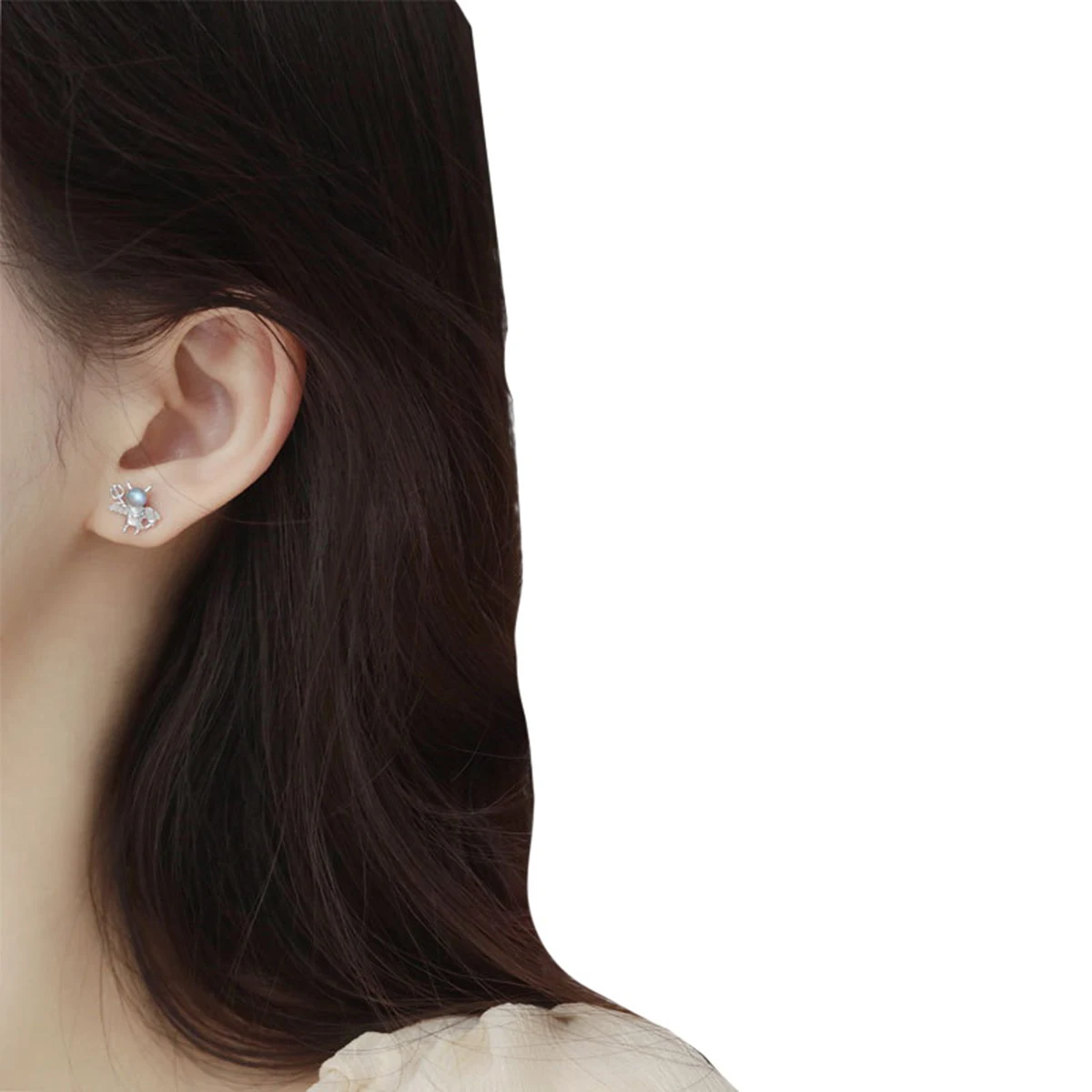 

1 Pair of Creative Earrings Silver Ear Moonstone Earrings Jewelry Decor Earbob for Female