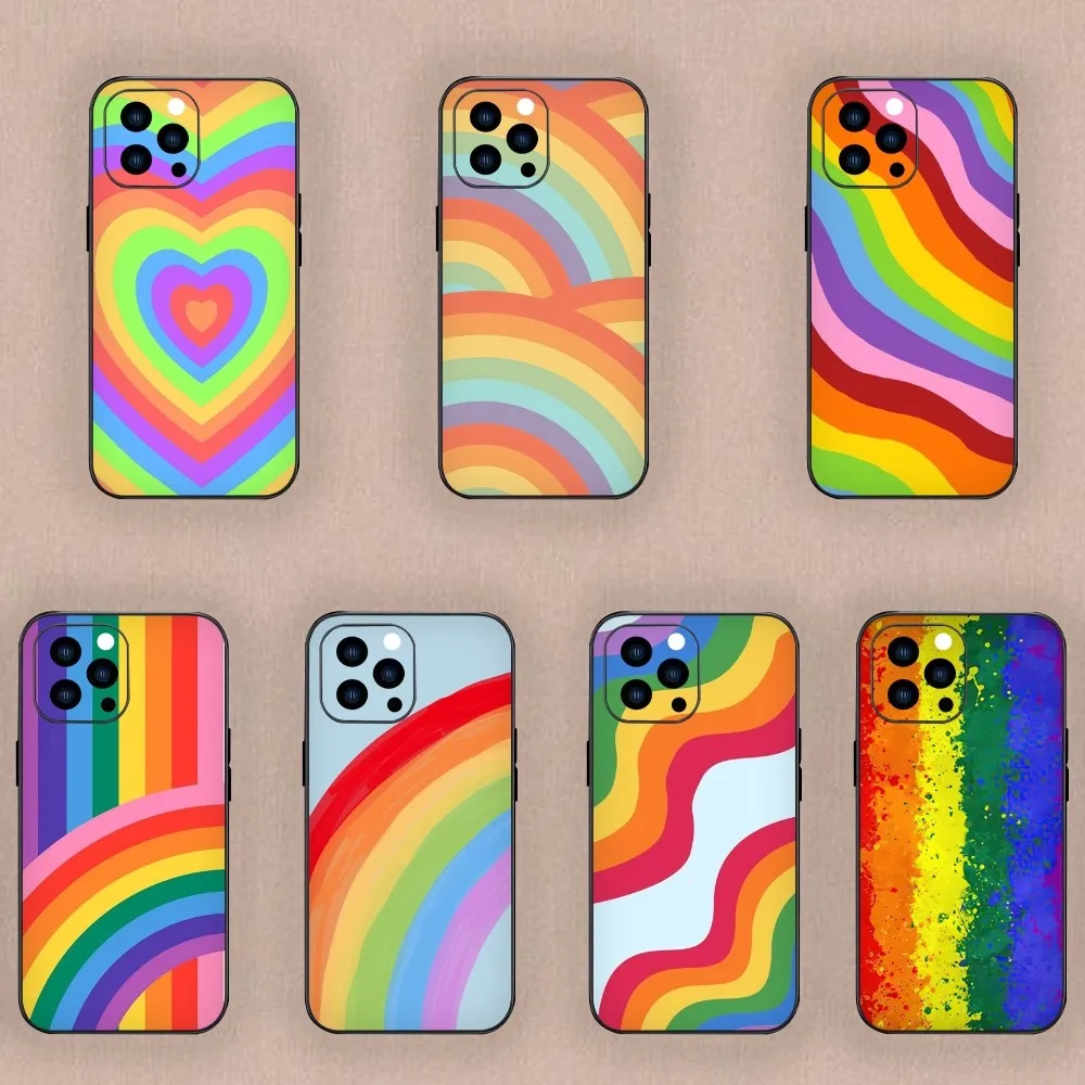 Rainbow Phone Case For Samsung A53 A55 A52S A70 A22 A71 A80 Black Case