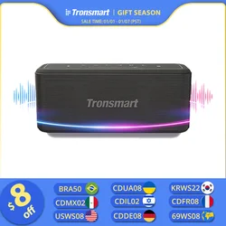 Tronsmart Mega Pro Bluetooth-Lautsprecher, 60 W, tragbarer Lautsprecher, verbesserte Basssäule mit NFC, IPX5 wasserdicht, Sprachassistent