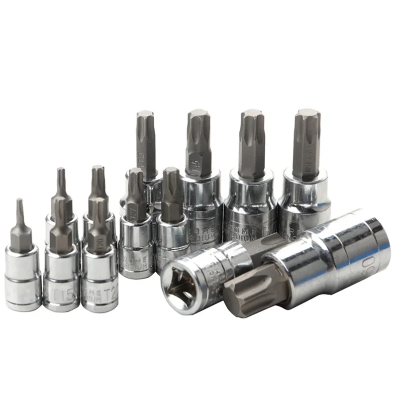 

A19F-13Pcs Hexagon Socket Screwdriver Socket Socket Screwdriver Bit Pressure Bit Adapter Head Plumblossom Bits Set For Automobil