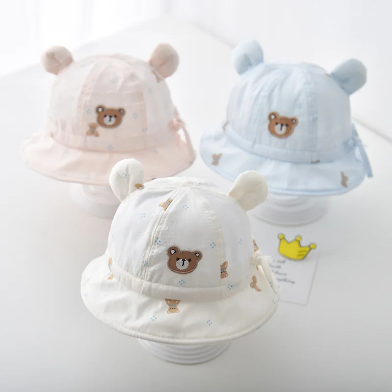 Spring Thin Small-Month Drawstring Bucket Hat Summer Soft Breathable Children-Proof Basin Hat