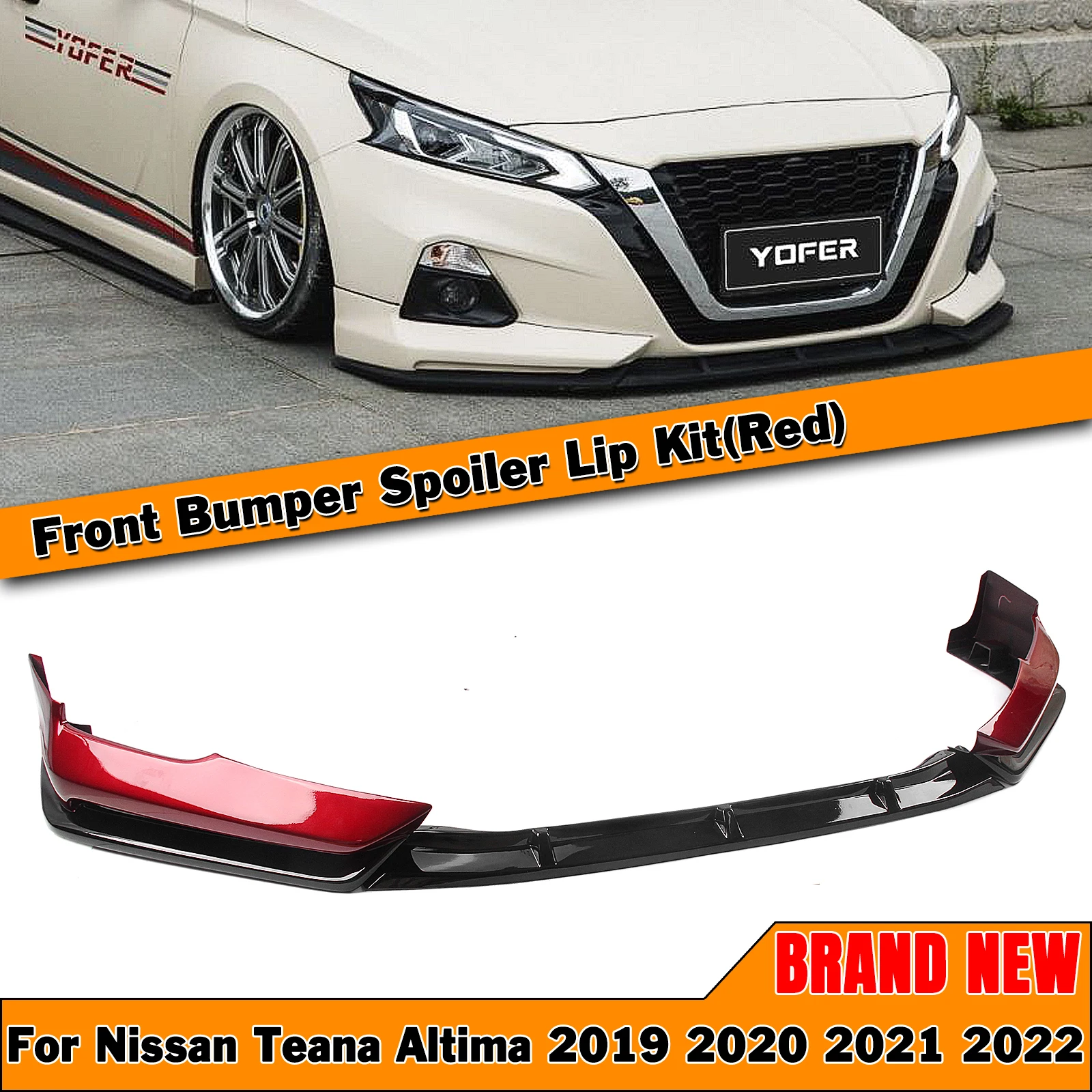 

YOFER Front Bumper Spoiler Lip For Nissan Altima 2019 2020 2021 2022 Lower Body Kit Splitter Blade Split Protector Guard Plate