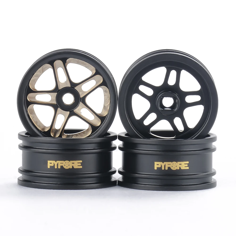 PYFORE Negative Offset Brass 0.7 Inch Rim Tires 4 PCS for AXIAL SCX30 1/30 MINI RC Model Car Track Car Upgrade Accessories