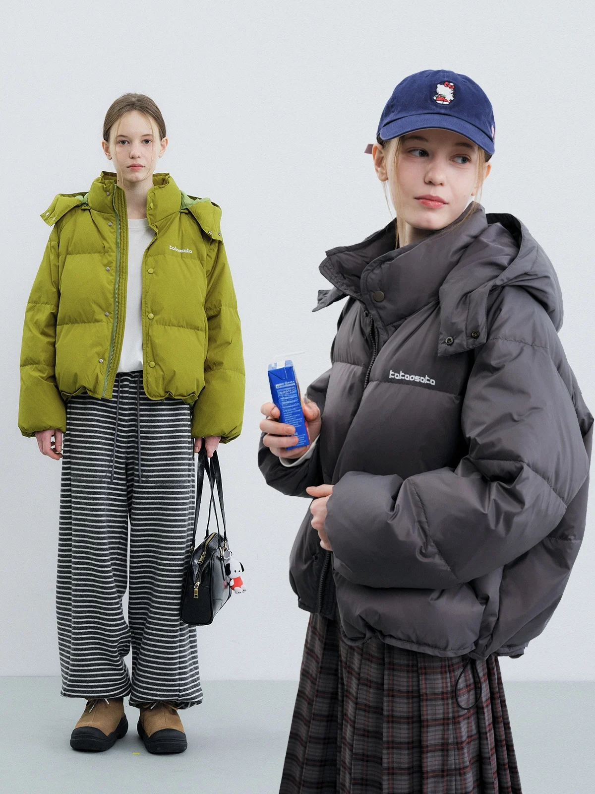 

Kokoasoko Women's Puffer Jaet Hooded 90 White Du down Loose Fit Thiened ort Outerwear Casual Sle Nylon Fabric