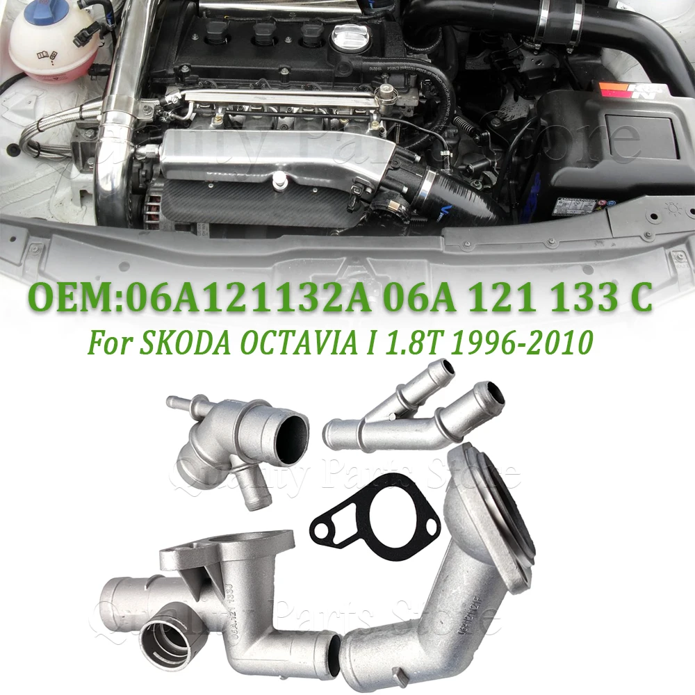 Coolant Flange Pipe Water Hose Connection Connector Upgrade Kits For VW Golf MK4 1.8T Audi A3 TT 1.8T 06A121132A 06A 121 133 C