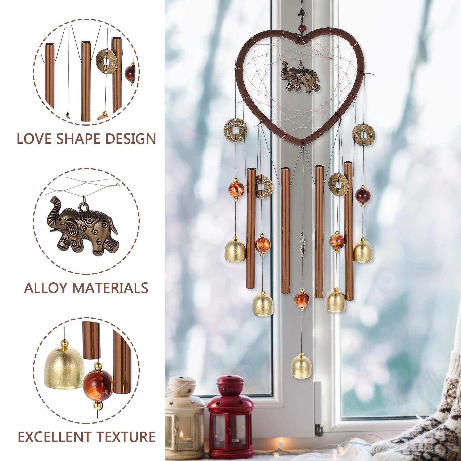 

Dreamcatcher Wind Bell Pendant Durable Alloy Hanging Decor for Balcony Window Outdoor Wind Chime Yard Pendant