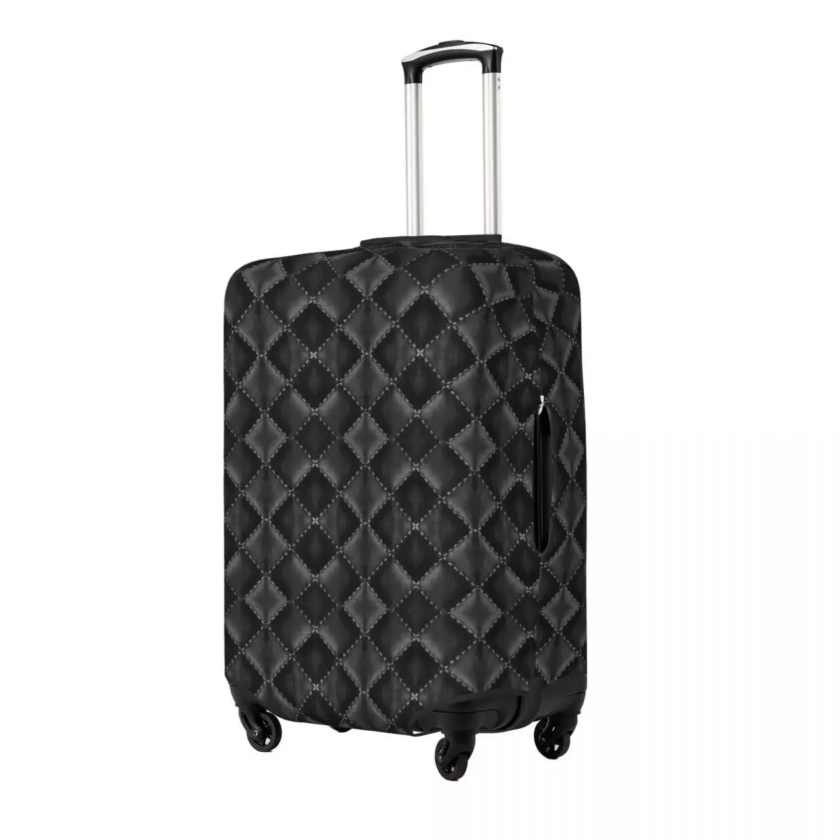 Printed Black Quilted Leather. Leather Print Luggage Protective Dust Covers Elastic Waterproof 18-32inch Suitcase Cover Travel