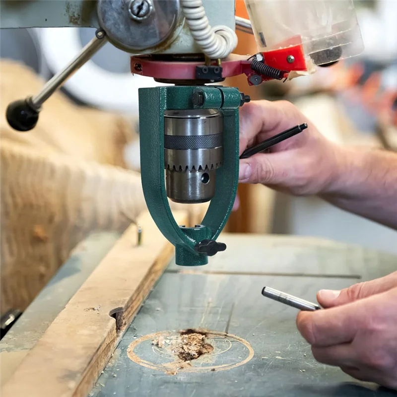 AT14 Square Hole Drill Bit Adapter Drill Attachment For Table Drill Non-Slip Square Hole Hand Drills Fixing Bracket Black Easy T