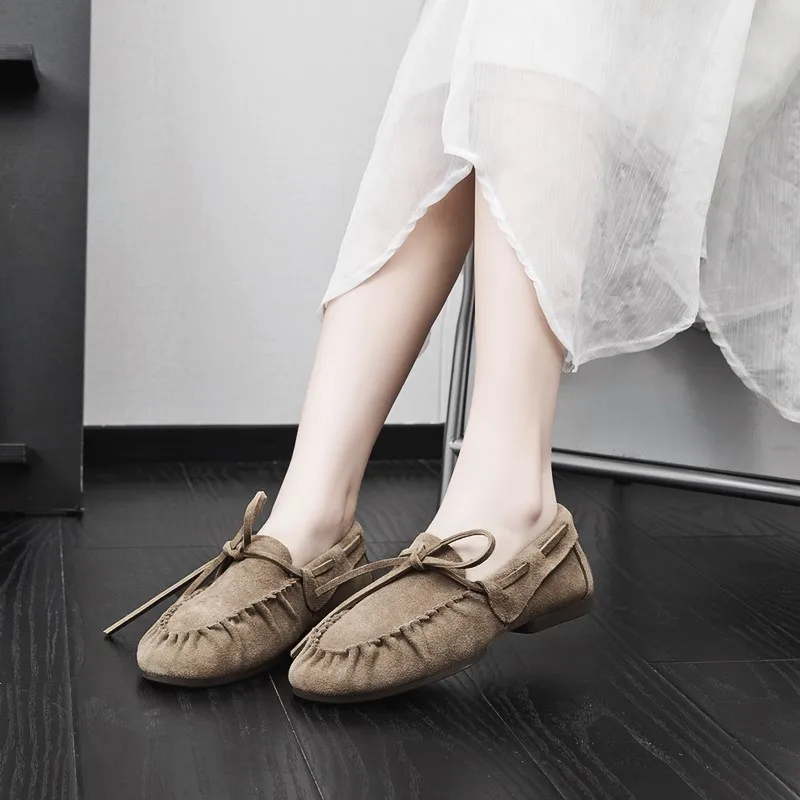 AIYUQI Damen-Loafer im britischen Stil 2026 – Neue Beanie-Schuhe aus echtem Leder für Damen, flache, rutschfeste Vintage-Slipper für Frauen – Detail 3