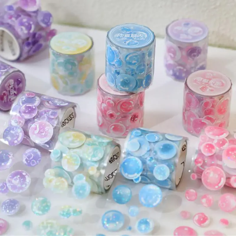 Colorful Bubble Dots Washi Tape Round Stickers Dot Masking Adhesive Tape Decor Scrapbooking DIY Diary Planner Stationery