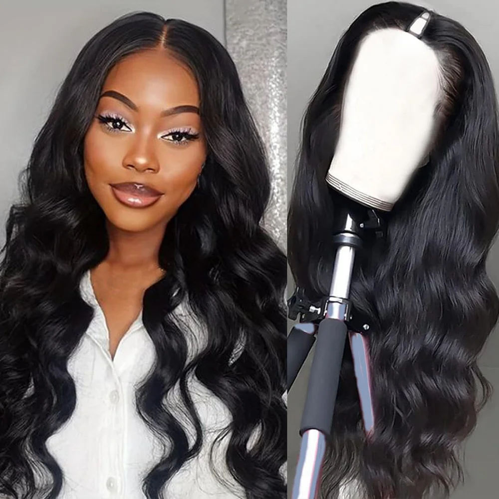 Body Wave V Part Wigs Human Hair Brazilian Remy Human Hair Wig No Lace No Glue Beginner Friendly 180% Density Upgrade U Part Wig