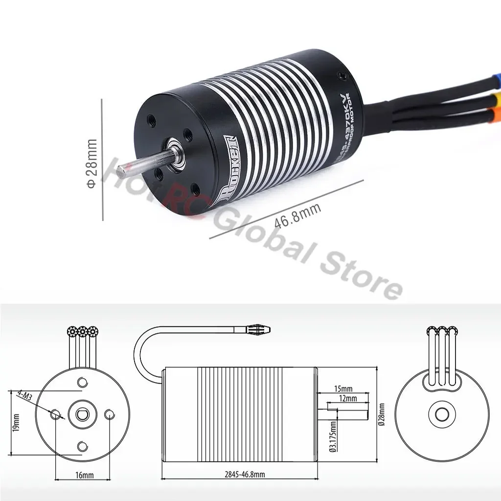 SURPASS HOBBY 2845 3100KV 3800KV 4370KV 5000KV Waterproof Brushless Motor for 1/12 1/14 RC Car WLtoys 12428 Car Accessories - Image 2