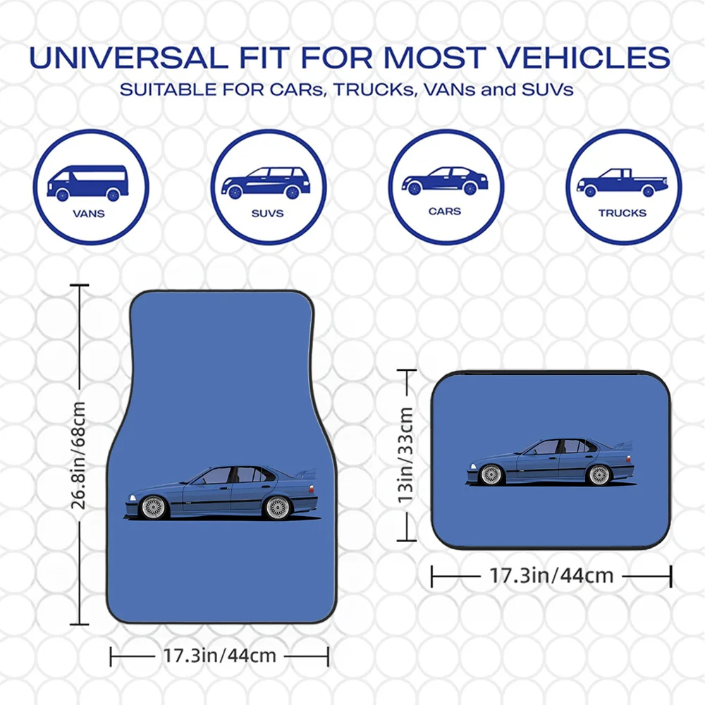 4pcs Printed Car Floor Mats | Durable Polyester Mats Suitable For Sedans, Trucks, SUVs, Ideal Gift Choice