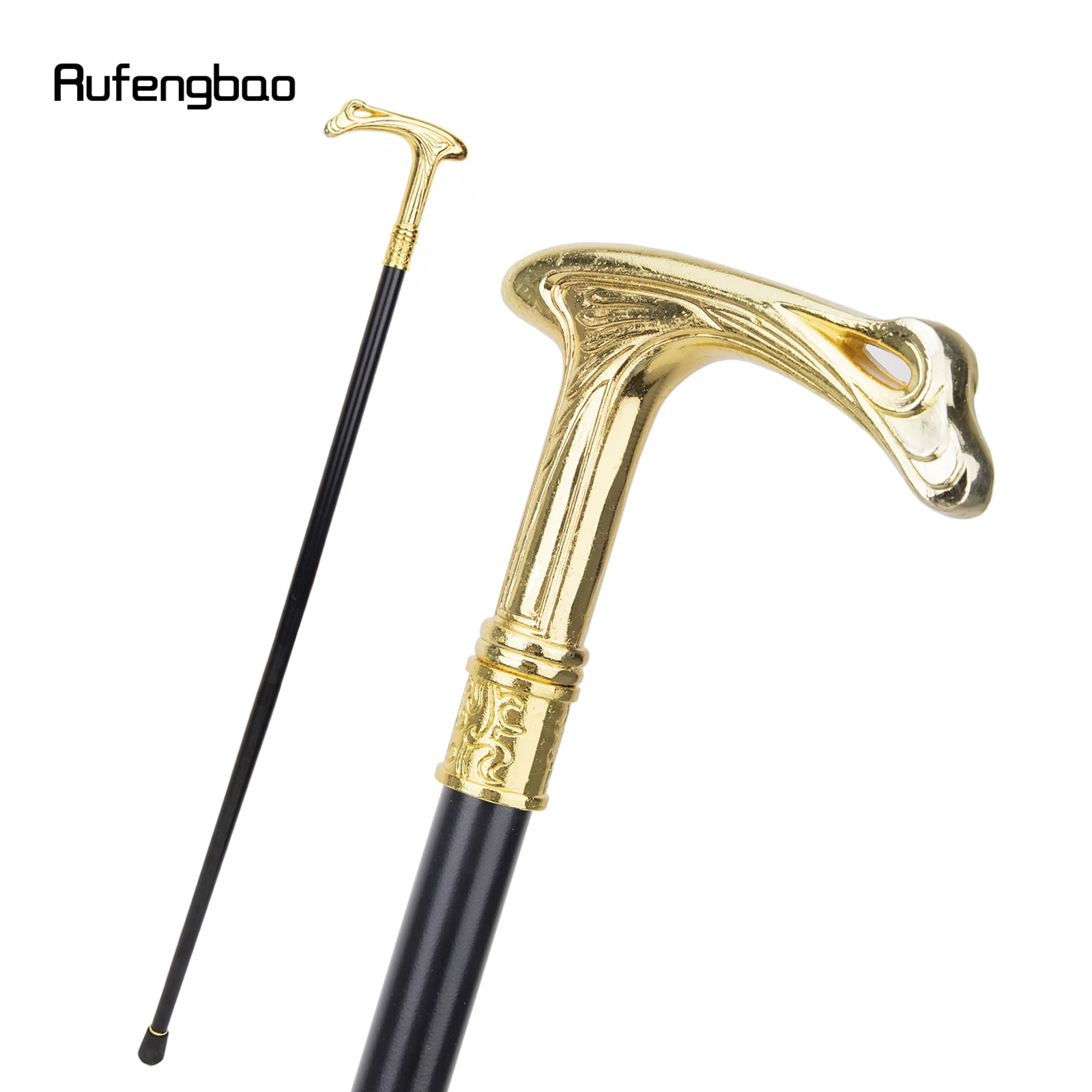 Gold Luxury Flow Line Type Single Joint Walking Stick Decorative Cospaly Party Fashionable Walking Cane Halloween Crosier 93cm