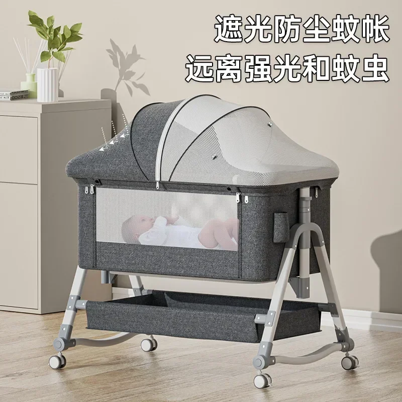 Berceau de bébé mobile Portable pliable, hauteur réglable, grand lit d'épissure, lit BB Anti-débordement de lait