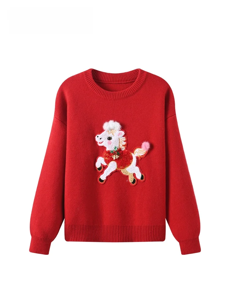 

Свободный вязаный свитер с круглым вырезом и длинными рукавами для женщин больших размеров, осенне-зимняя новинка, уютный свитер в стиле Lazy Style