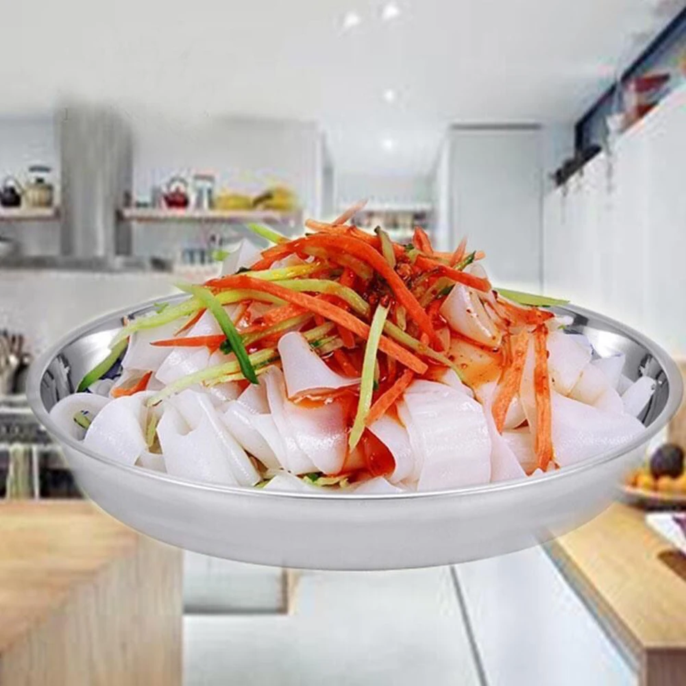 Сервировочная посуда, тарелка, холодная посуда, плоская тарелка, круглая тарелка из нержавеющей стали с немагнитным покрытием 24, 26, хорошее качество