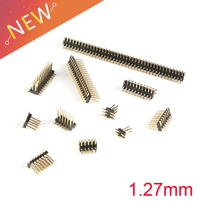 10PCS 1.27mm Strip Double Row Male Pin Header Connector 1.27 SMD SMT Pinheader Socket 2*3/4/5/6/7/8/10/12/15/20/40/50P