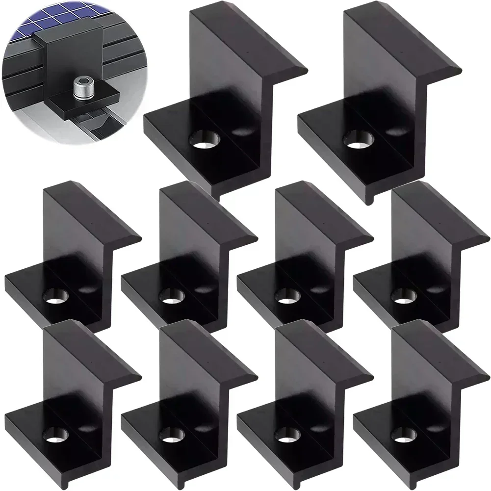 

10Pcs End Clamp Accessories 30mm/32mm/35mm/40mm Assembly Black Mount PV Racking Replacement Solar Panel Useful