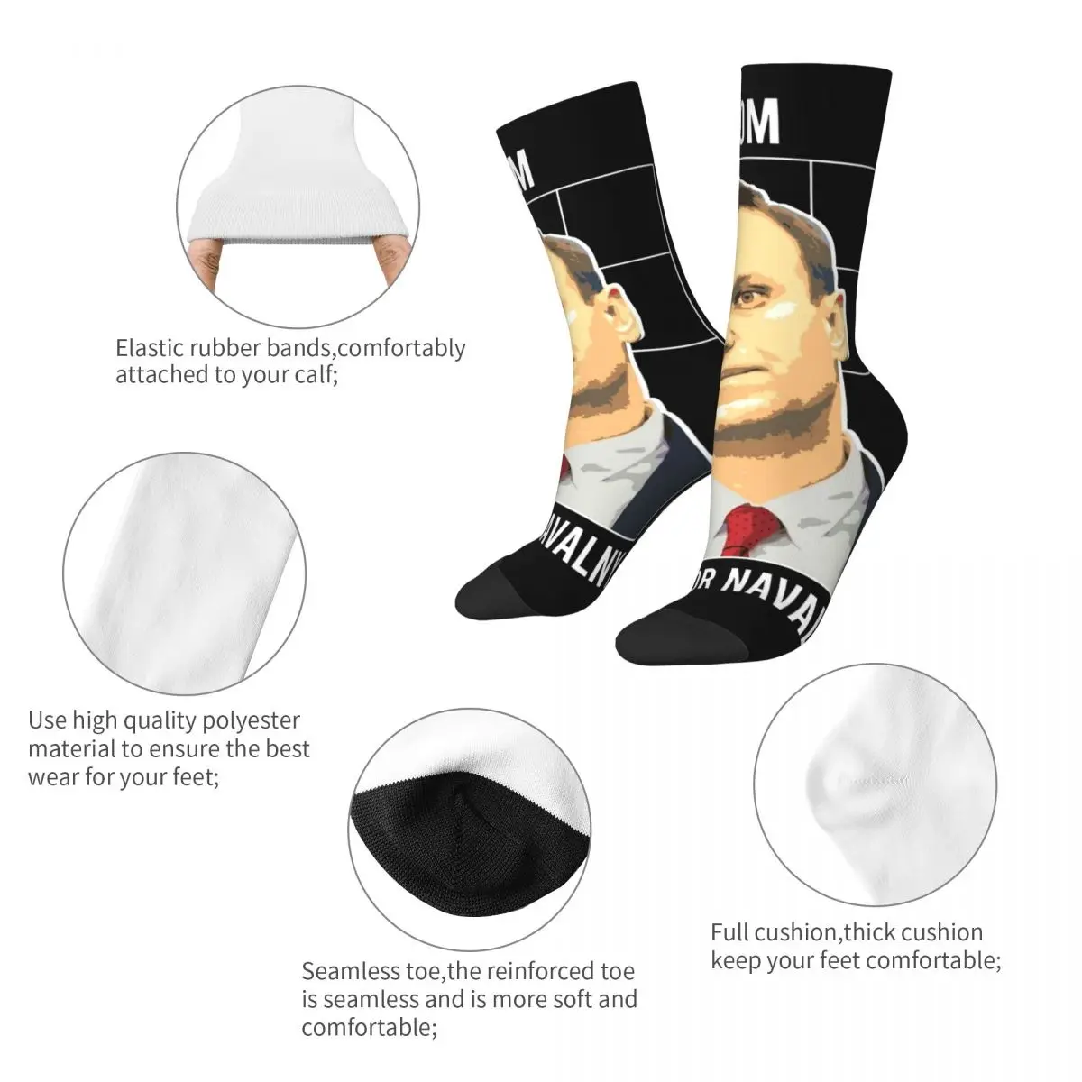 Alexei Navalny Russia Socks Men's Women's Fashion Socks High Quality Spring Summer Autumn Winter Middle Tube Stockings Gift