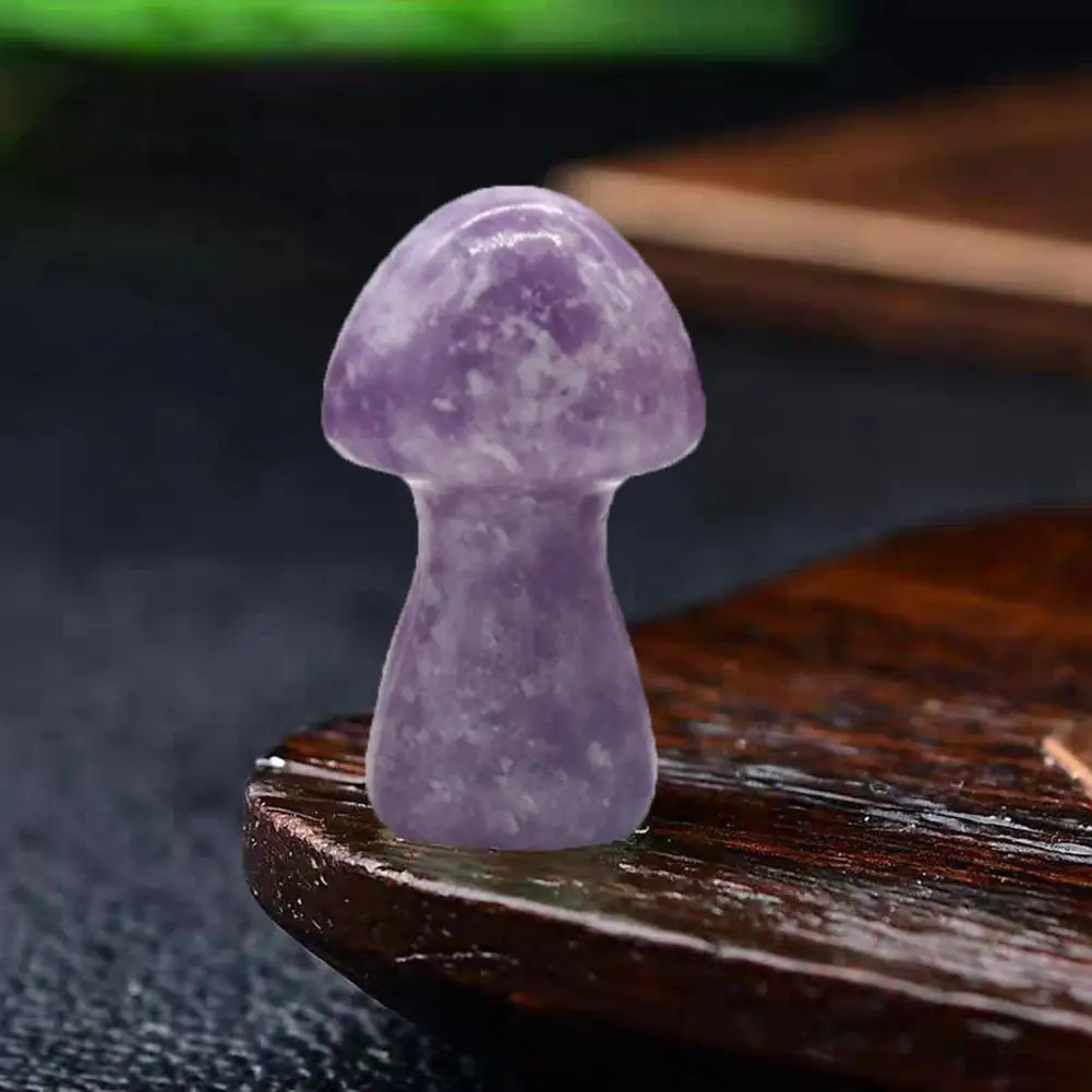 1pcs Mushroom Figurine Stone Carved Natural Quartz Crystal Healing Reiki Massage Wand Statue Room Decor Craft Home Decoration