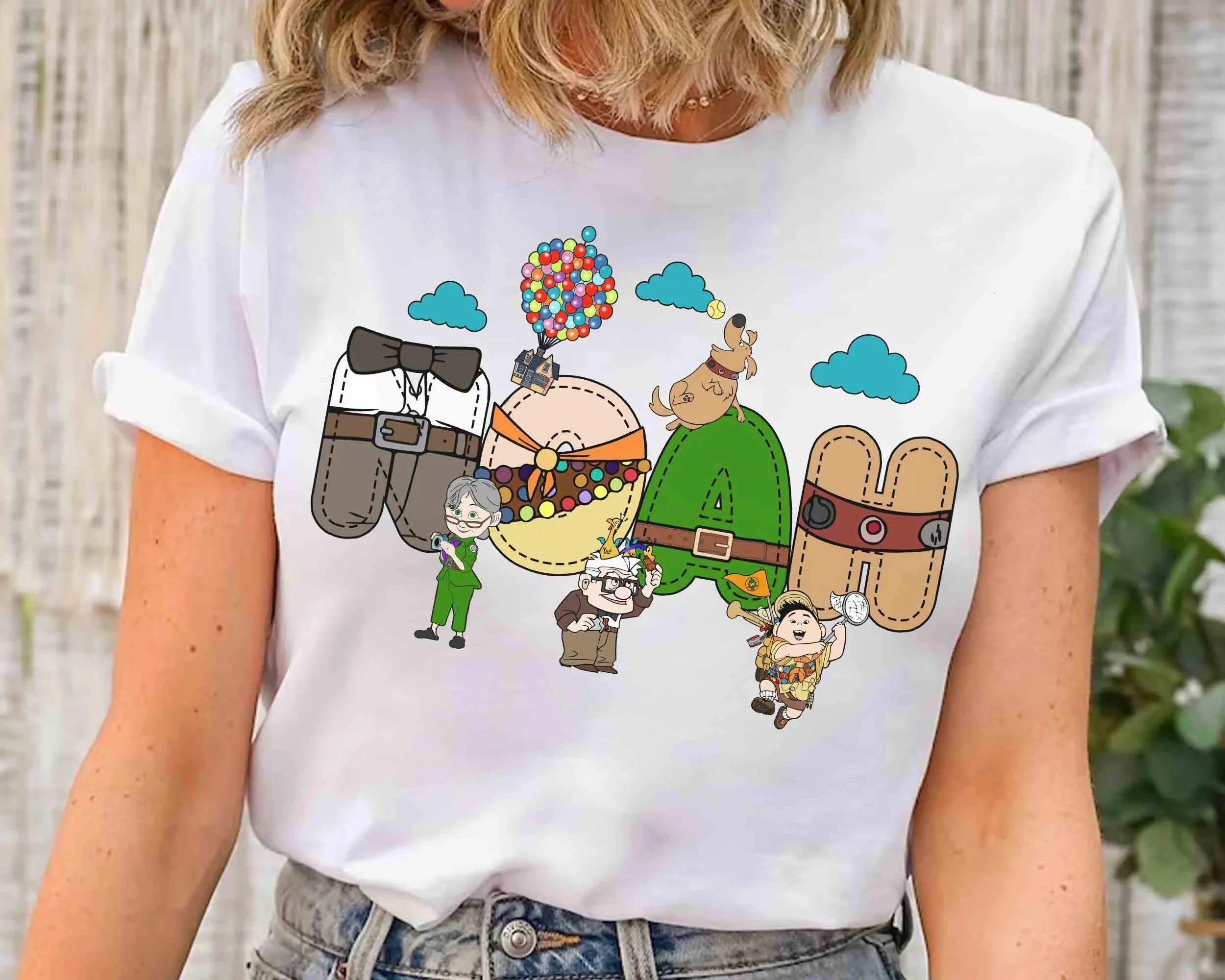 قمصان متطابقة لشخصية فيلم ديزني بيكسار كارل إيلي راسل دوسجر دوج كيفن تي شيرت، أعياد ميلاد عائلية ديزني بارك #1