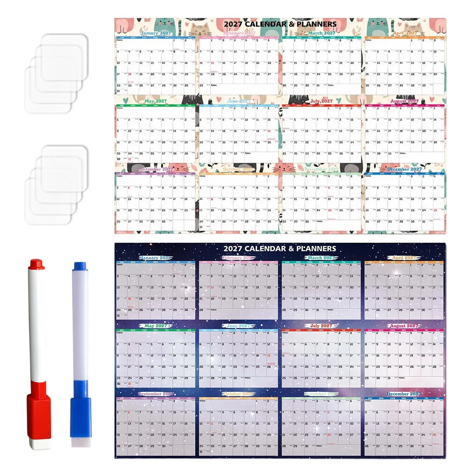2027 Calendar Erasable Waterproof Thick Paper Laminated Monthly Planner January-December Large Wall Calendar for Office task