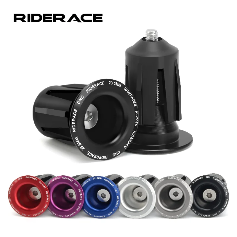 RIDERACE Bike Grip Handle Bar End Cap Aluminium Alloy Mountain Cycling Handlebar Grips Plugs Caps 23.5MM For Road Bicycle