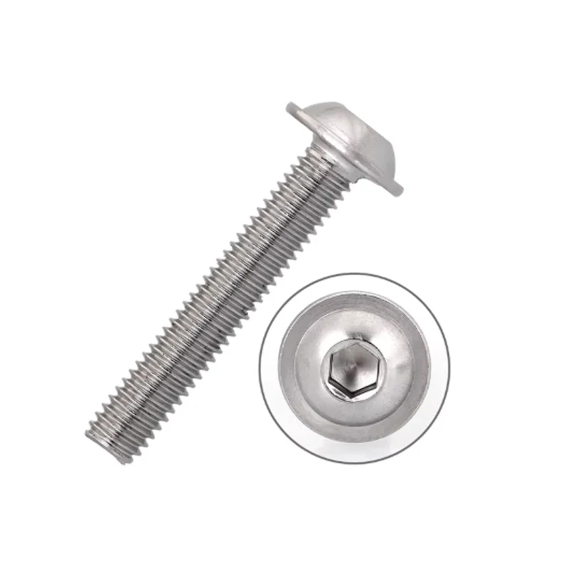 M3 M4 M5 M6 M8 M10 304 A2 Edelstahl Flansch-Innensechskantschraube Rundkopf mit Unterlegscheibe Sechskant-Innensechskantschraube Bolzen