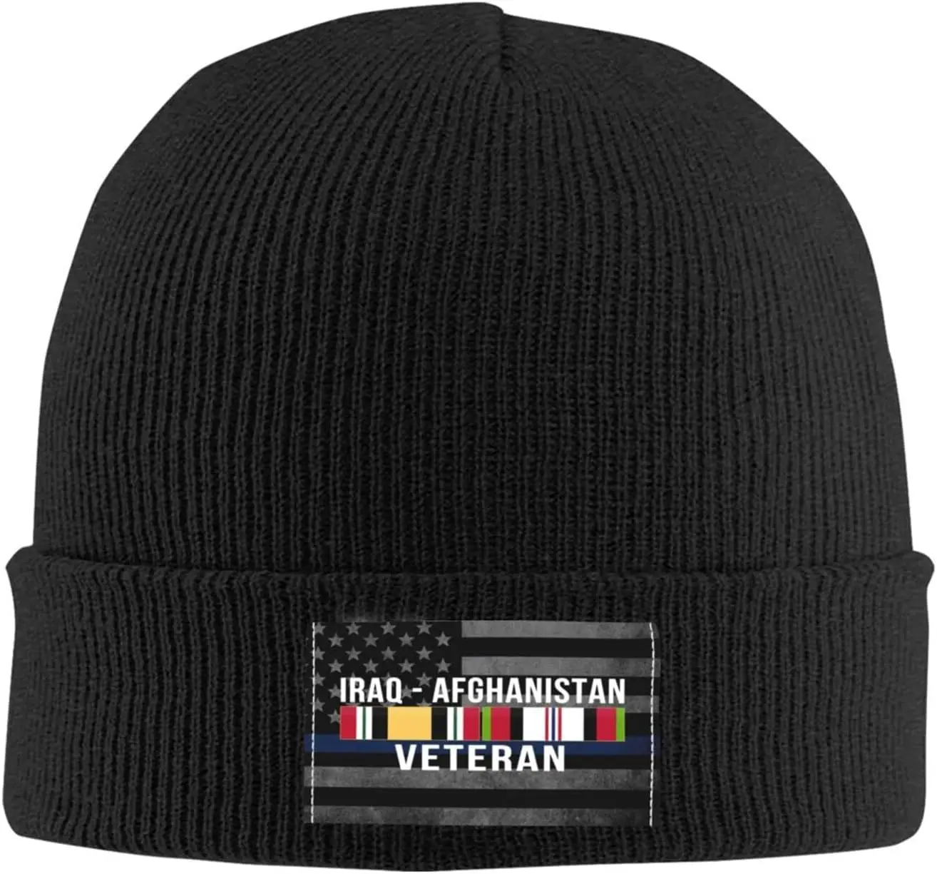 Afghanistan and Iraq Veteran Adults Knit Beanie Winter Hat Men Women Skull Cap Outdoor Warm Caps Black