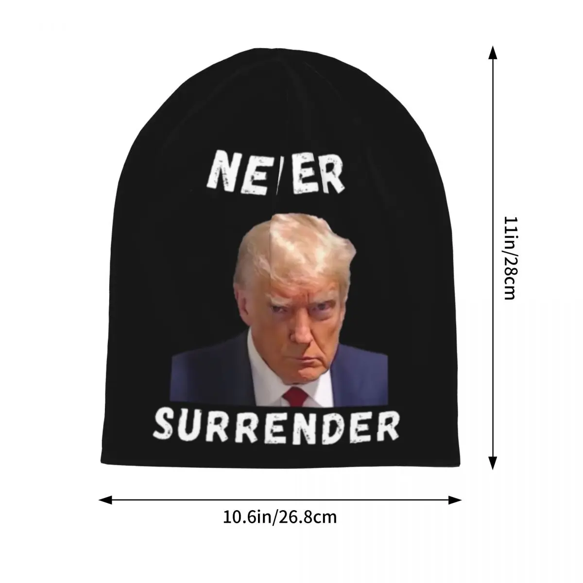 Man Trump Never Surrender Skullies Hat Merchandise Stylish Mug Shot Free Trump Multifunction Bonnet Knitted Hat