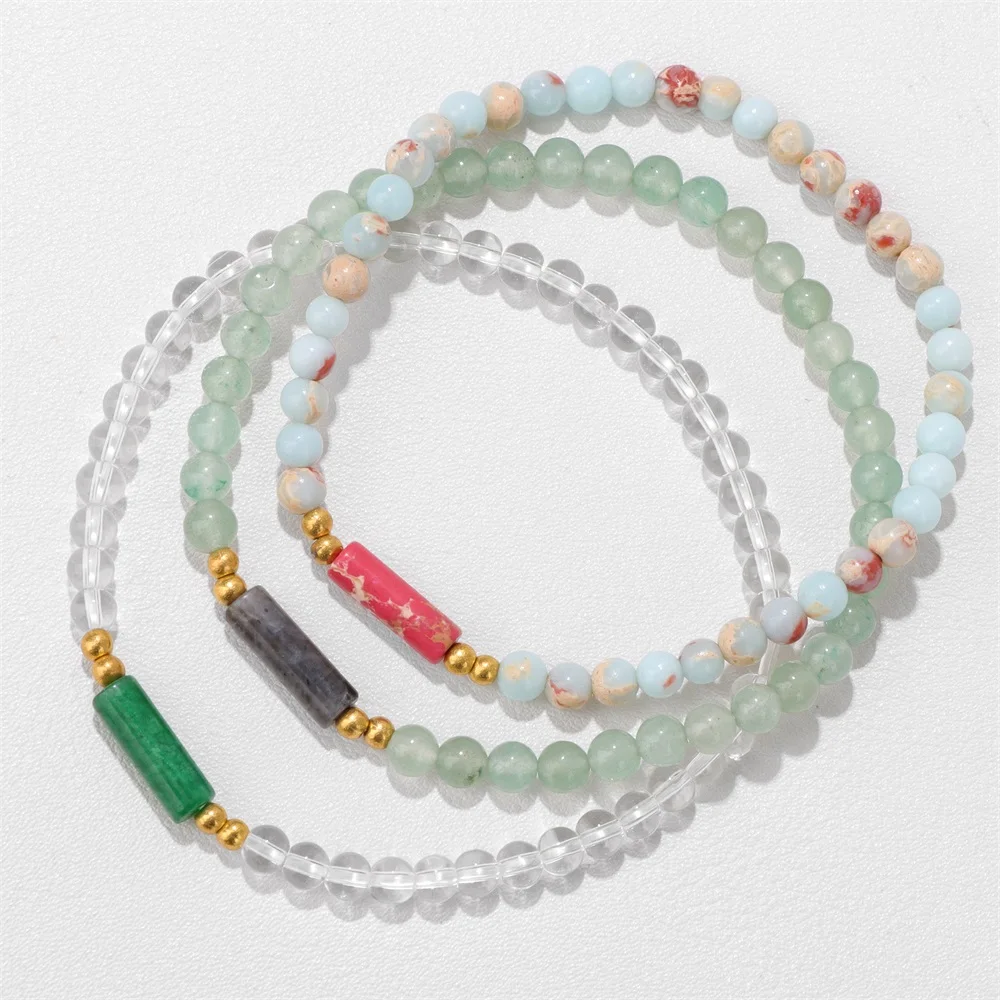 4mm Natural Stone Beads Bracelets For Women Men Rose Quartzs Aventurine Chalcedony Bracelet Healing Reiki Minimalist Jewelry