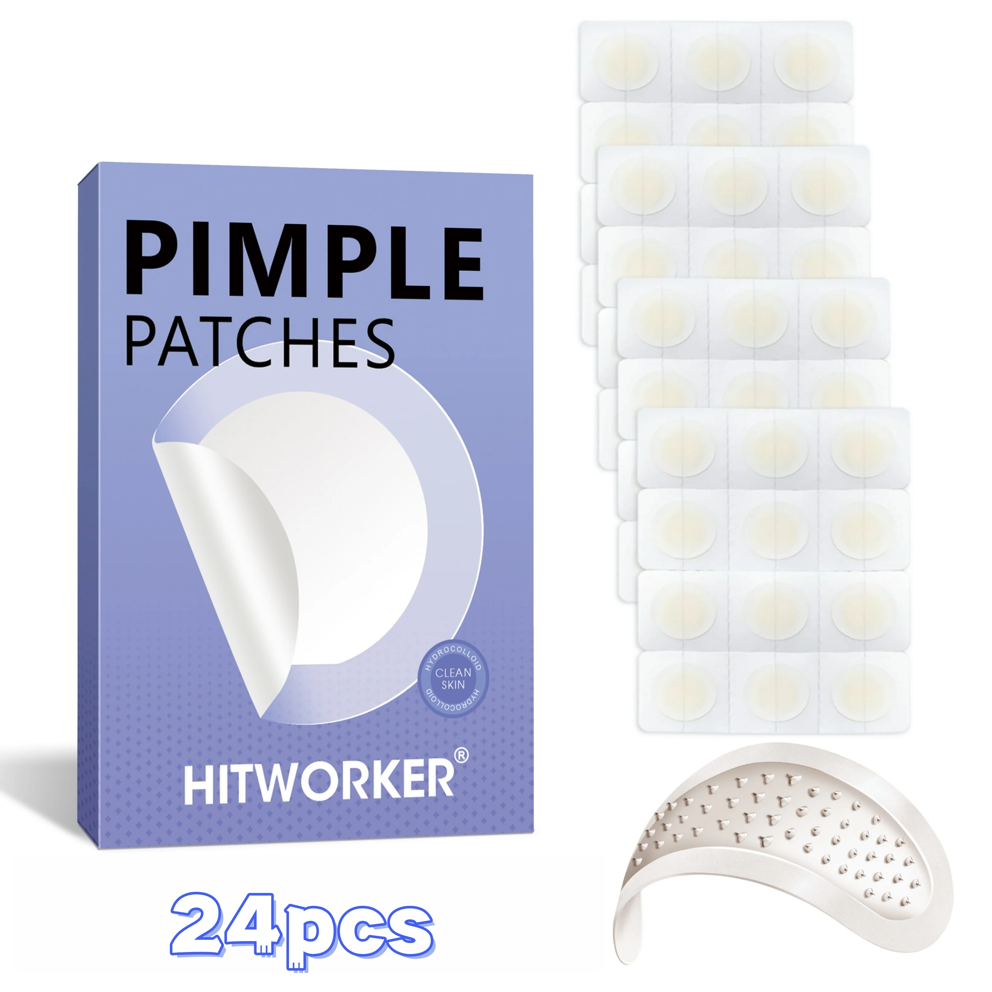 แผ่นแปะสิว 24 ชิ้น – แผ่นปิดสิวแบบไฮโดรคอลลอยด์อ่อนโยน กันน้ำและไร้ฝุ่น ห่อแยกชิ้น ดูดซับสิว