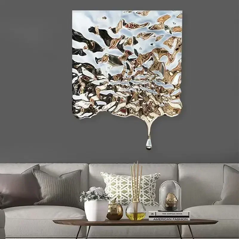 

Peel and Stick Wallpaper Customized Wave Decorative PVC Plate Background Wallpapers Fake Metal Mirror Embossed
