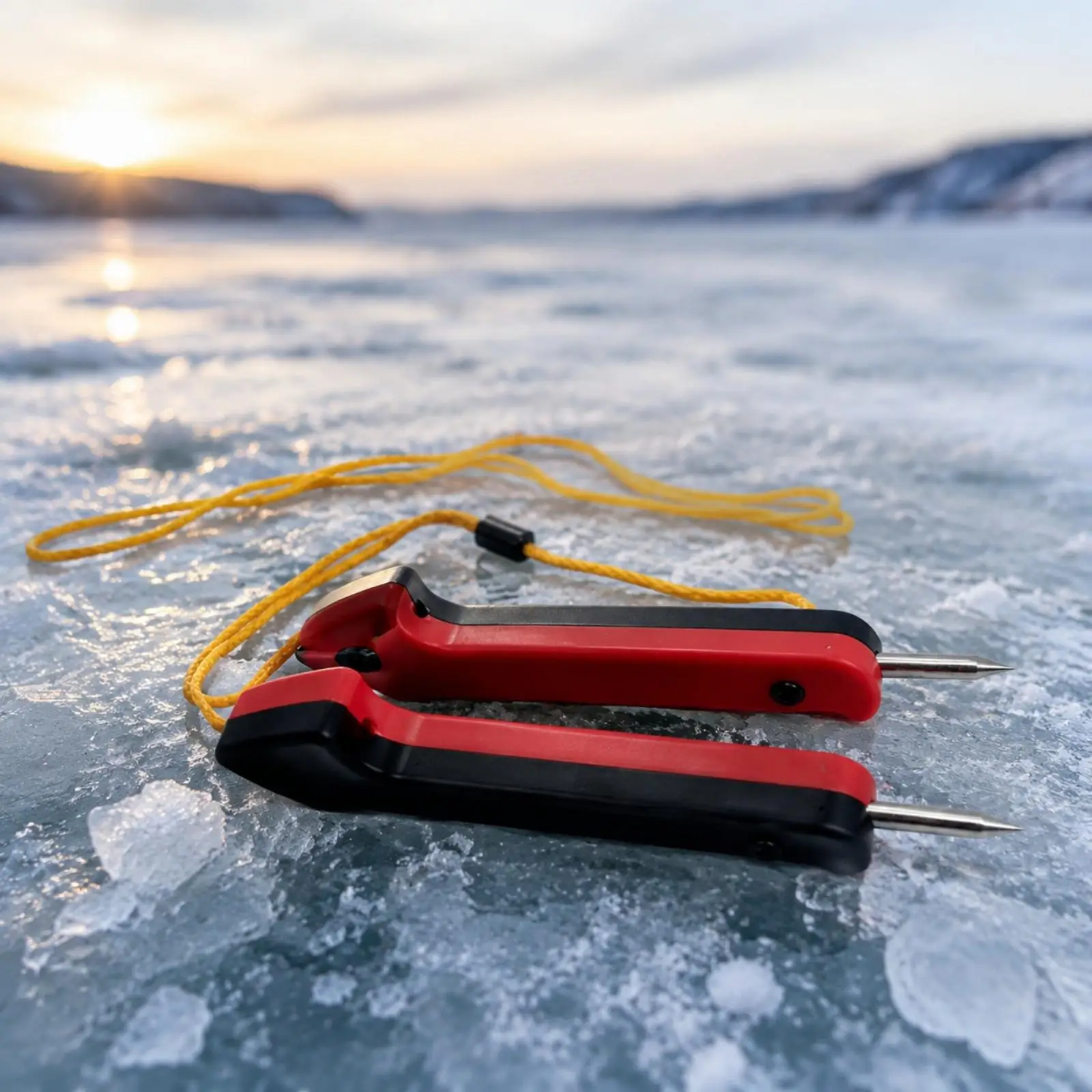 Portable Ice Breaking Pick with Adjustable Lanyard for Icy Lake Safety Fishing Emergency Kit