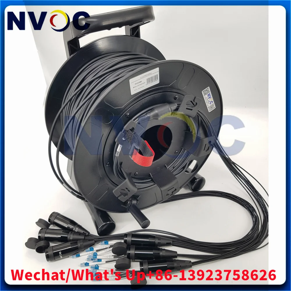 12C SM LC 150M 200M 250M Amored Fiber Cable,12Cores,TPU Black 6.0MM,PDLCPC-PDLCUPC Amoured Patch Cord With Plastic PCD380 Roll