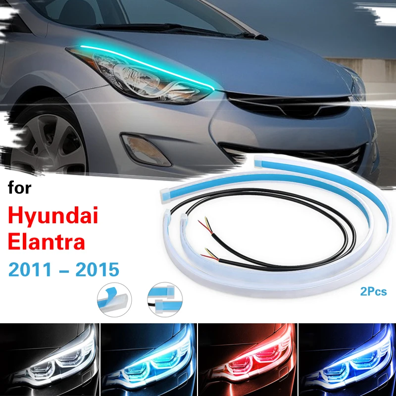 Dla Hyundai Elantra 2011-2015 Samochodowe światła do jazdy dziennej Elastyczny wodoodporny pasek Automatyczny reflektor Biały kierunkowskaz Żółte