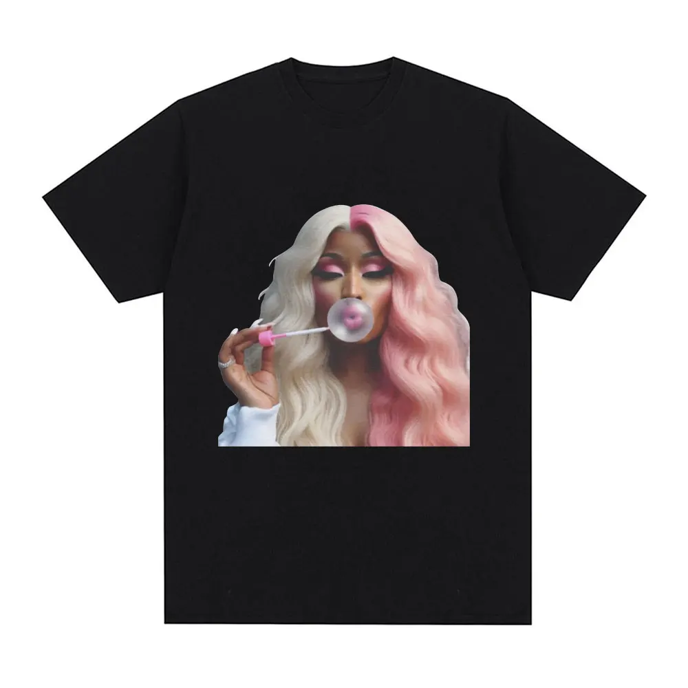 

Rapper Nicki Minaj Blow Bubbles T Shirts Men Women Hip Hop Vintage Short Sleeve T-shirt Cotton Casual Oversized T-shirts