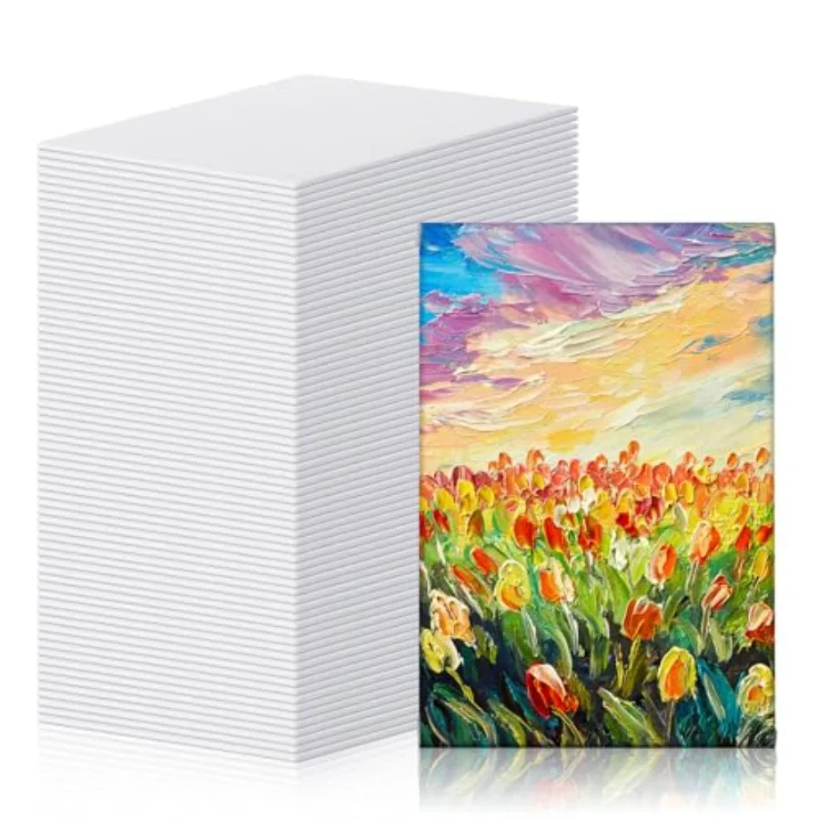 

100 Pcs Mini Painting Canvas Panels Art Painting Canvases Panels Cotton Blank White Small Canvas Acid Free Boards for Watercolo