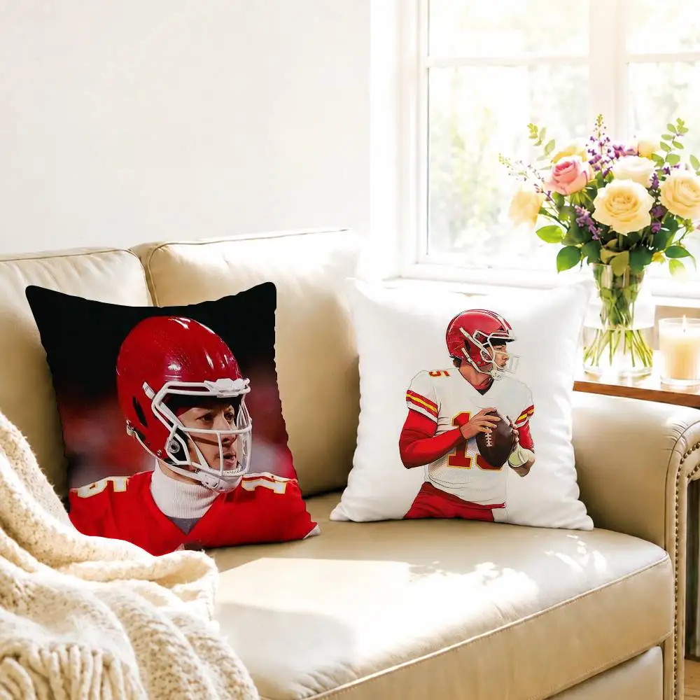 American football player Patrick Mahomes Pillow Case Square Double-Sided Sofa Cushion Cover Bedroom Bedside Pillow Gift